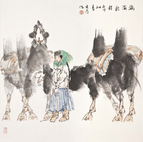 1-劉大為：瀚海駝鈴（中國畫）68X68,，2006年作
