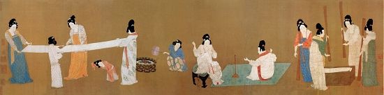 北宋趙佶(傳)摹張萱《搗練圖》(局部)