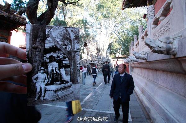 1923年，溥儀、溥杰,、潤麒和莊士敦在御花園,。