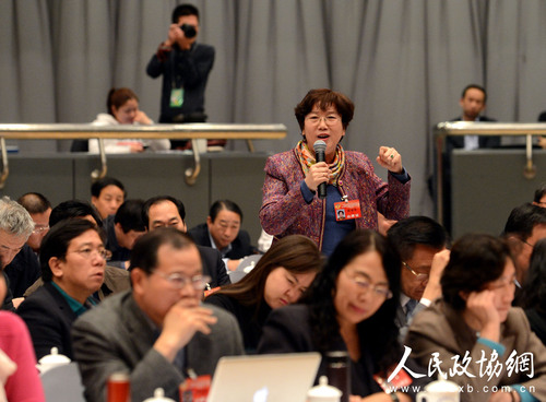 張麗華委員,起立發(fā)言.記者齊波攝