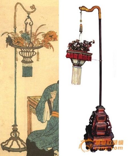 嘉慶間桃花塢版畫花籃,;養(yǎng)心殿東暖閣挑桿花籃。 嘉慶間桃花塢版畫花籃;養(yǎng)心殿東暖閣挑桿花籃,。
