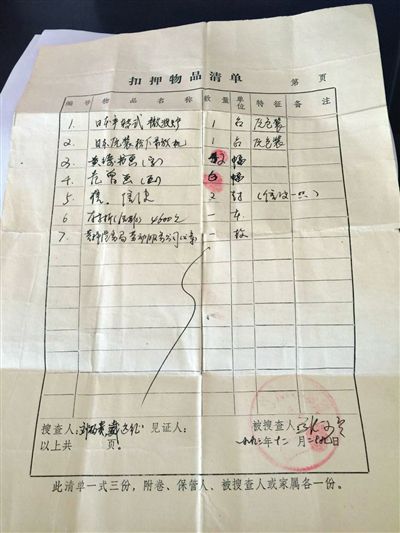 扣押清單,。當事人供圖