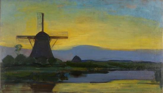 水邊風(fēng)車(Oostzijde Windmill at Night),1907-08