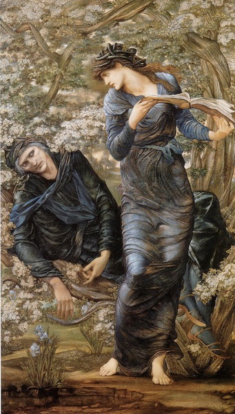 愛德華·伯恩·瓊斯,，《迷人的梅林》（1874）,，布面油畫。（來自維基媒體基金會）
