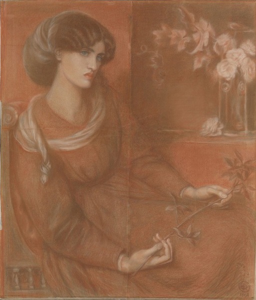 但丁·加百列·羅塞蒂,，《簡·莫里斯—為了瑪麗安娜》（1868），紅粉筆,，35 3/4 x 30 3/4英寸,。（鳴謝大都會藝術(shù)博物館，杰西·萊蒙特·特拉斯捐贈基金會,。1947）