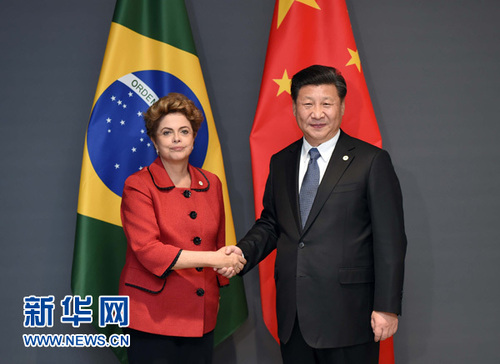 11月30日，國(guó)家主席習(xí)近平在巴黎會(huì)見(jiàn)巴西總統(tǒng)羅塞夫,。新華社記者張鐸 攝