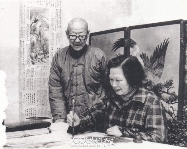 一九七八年，潘素、張伯駒夫婦共同揮毫寫丹青,。_副本