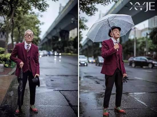 酷斃了,!孫子給85歲爺爺拍了一組街拍照