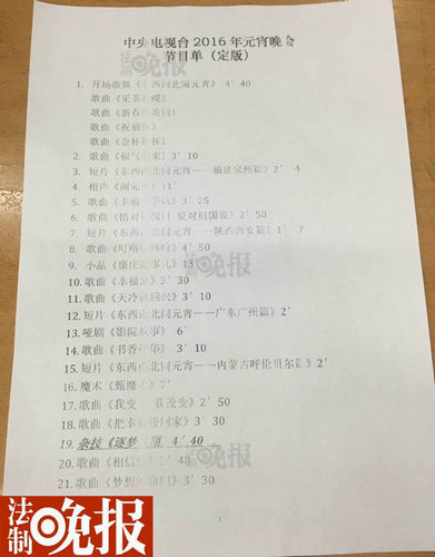 元宵晚會(huì)節(jié)目曝光