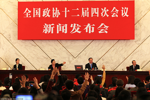 2016年03月02日,，北京,，全國政協(xié)十二屆四次會議召開新聞發(fā)布會,。 視覺中國 圖