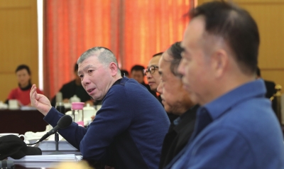 3月7日,，全國政協(xié)委員馮小剛在小組會議中發(fā)言,。新華社發(fā)