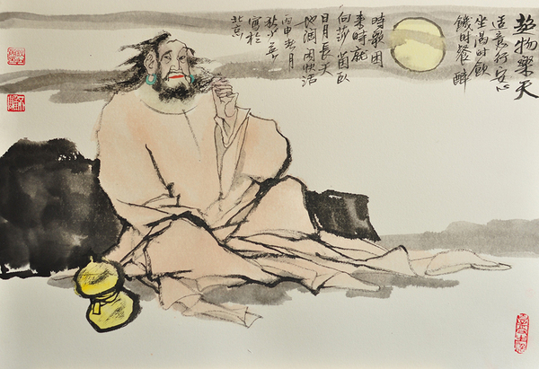 3、《超物樂天》,，狄少英,，45x65cm，紙本設(shè)色,，2016