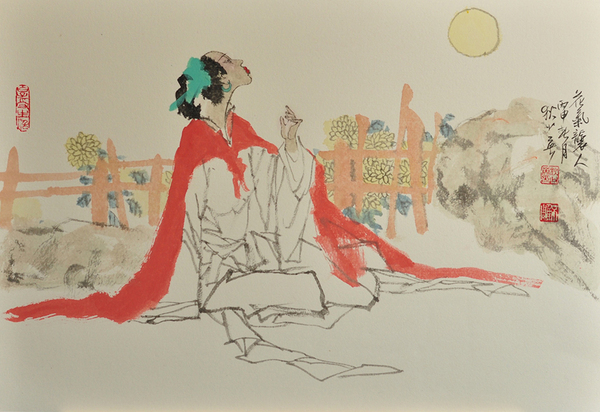 7,、《花氣襲人》,，狄少英，45x65cm,，紙本設(shè)色,，2016