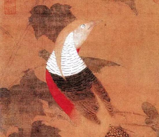 《芙蓉錦雞圖》，絹本設色,，縱81.5厘米,，橫53.6厘米，

　　現(xiàn)藏北京故宮博物院