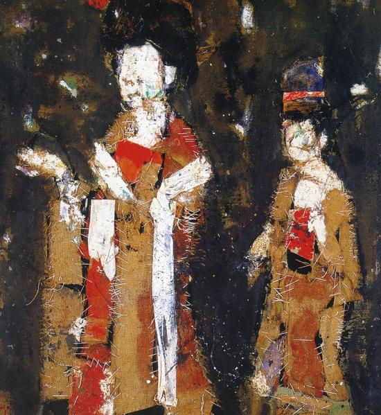 錢(qián)培琛作品：《仕女》（1987， 麻布綜合材料）