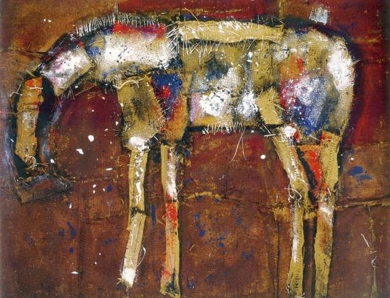 錢(qián)培琛作品：《沉思》（2002 ,，麻布綜合材料）
