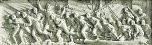 劉開渠創(chuàng)作于1958年的《勝利渡長(zhǎng)江,，解放全中國(guó)》（人民英雄紀(jì)念碑浮雕）