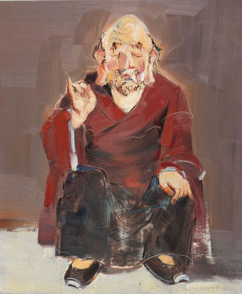 《貌色·羅漢》,，80X90cm,，2012年