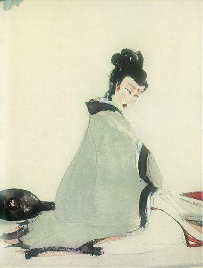 傅抱石中國畫《湘君圖》,，現(xiàn)藏于中國現(xiàn)代文學(xué)館。