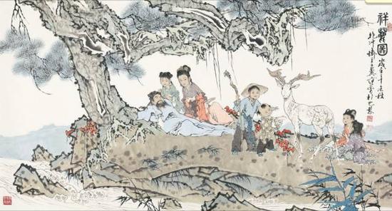 范曾《祥鹿圖》,，成交價(jià)：713萬元,，圖片來源：中國嘉德