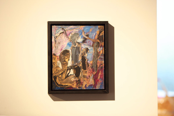 于向溟，影之一，木板油畫加木刻,，22×27cm,，1996