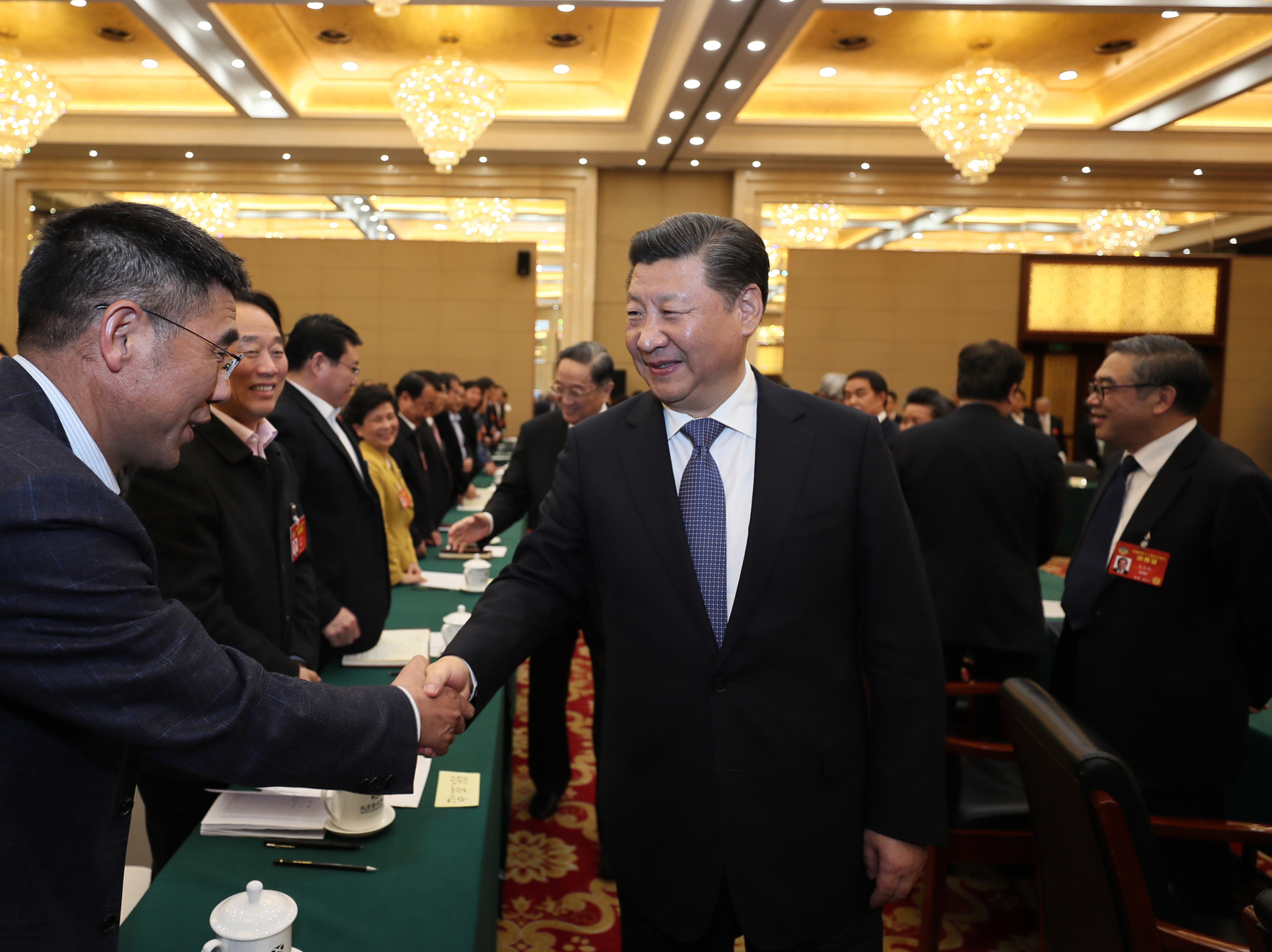習近平看望民進、農(nóng)工黨,、九三學社界委員并參加討論