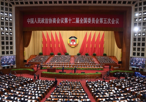3月10日，全國政協(xié)十二屆五次會議在北京人民大會堂舉行第三次全體會議,。新華社記者 張鐸攝