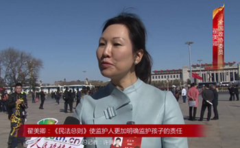 全國政協(xié)委員翟美卿：《民法總則》使監(jiān)護(hù)人更加明確監(jiān)護(hù)孩子的責(zé)任