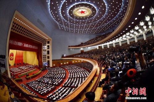 3月5日，十二屆全國人大五次會議在北京人民大會堂開幕,。<a target='_blank' href='http://www.chinanews.com/'>中新社</a>記者 金碩 攝