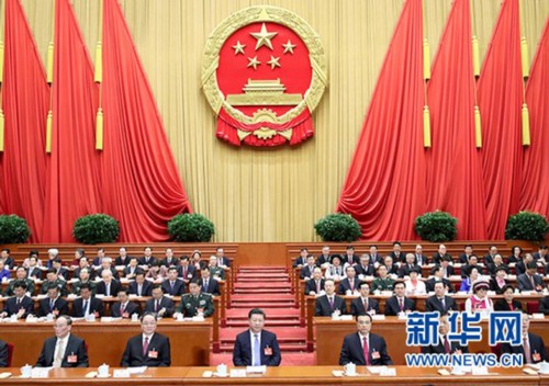 3月5日，第十二屆全國(guó)人民代表大會(huì)第五次會(huì)議在北京人民大會(huì)堂開(kāi)幕,。黨和國(guó)家領(lǐng)導(dǎo)人習(xí)近平,、李克強(qiáng)、俞正聲,、劉云山,、王岐山、張高麗等出席會(huì)議,。新華社記者 蘭紅光 攝