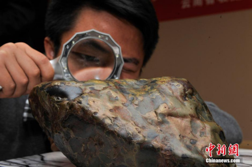 資料圖：一名隕石收藏家的藏品在昆明展出,。<a target='_blank' href='http://www.chinanews.com/'>中新社</a>記者 劉冉陽 攝