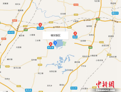 打開地圖可以搜到雄安新區(qū),。來自地圖截圖