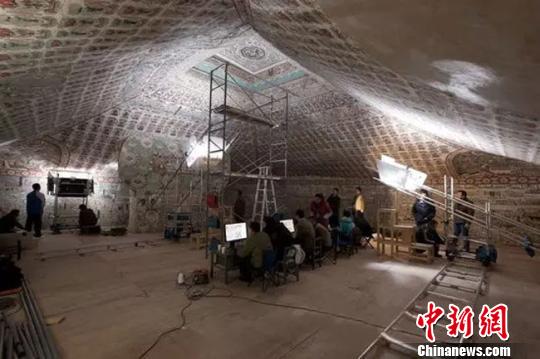 圖為“數(shù)字敦煌”項(xiàng)目采集莫高窟61窟。敦煌研究院供圖 攝