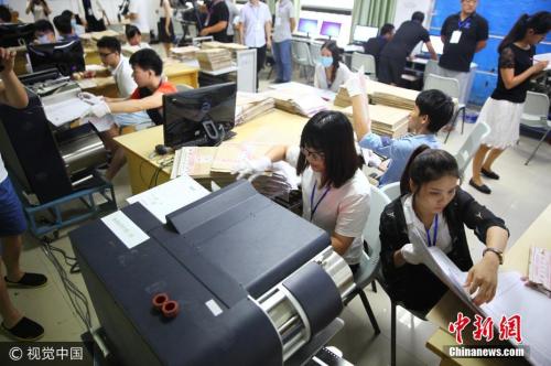 圖為海南師范大學高考評卷場,。石磊 攝 圖片來源：視覺中國