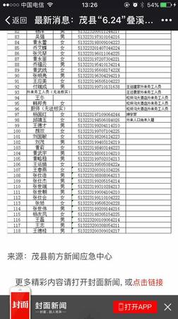 茂縣山體垮塌失聯(lián)名單上兩人還活著 正趕往家鄉(xiāng)