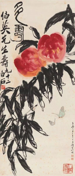 　　 Lot331 齊白石（1863～1957）,、王雪濤（1903～1982） 多壽圖 起拍價RMB-480萬 成交價RMB- 598萬元 