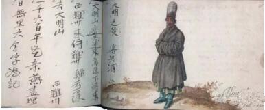 馬來西亞華僑商人興浦的肖像和親筆字,。De Vrise, Album Amicorum, 1601年,。私人收藏