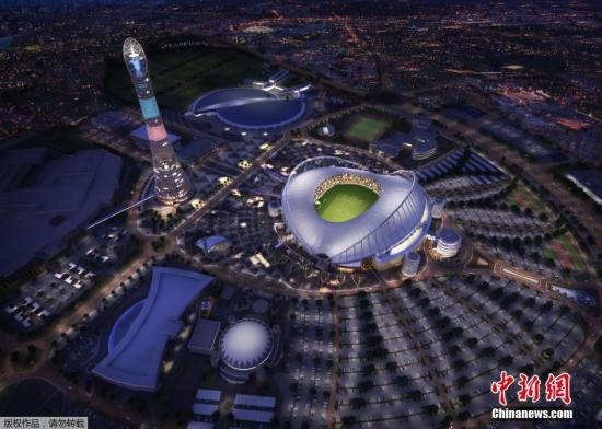 資料圖：卡塔爾2022年世界賽場(chǎng)之一——哈利法國(guó)際體育場(chǎng)的電腦繪制效果圖。