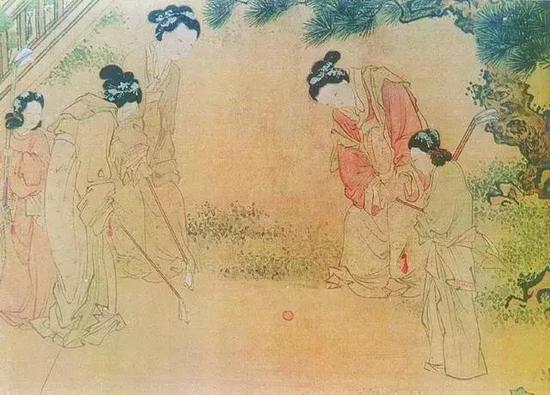 明,，杜堇《仕女圖》卷局部，上海博物館藏