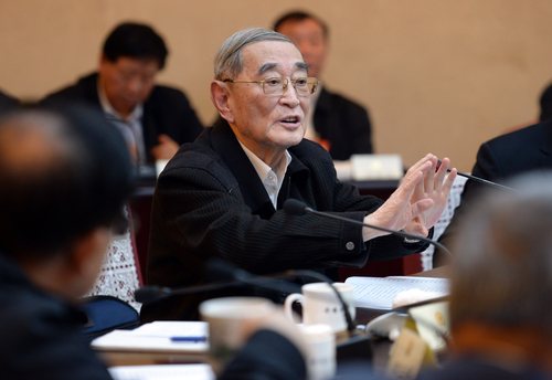 厲以寧常委在分組討論會上發(fā)言,。
