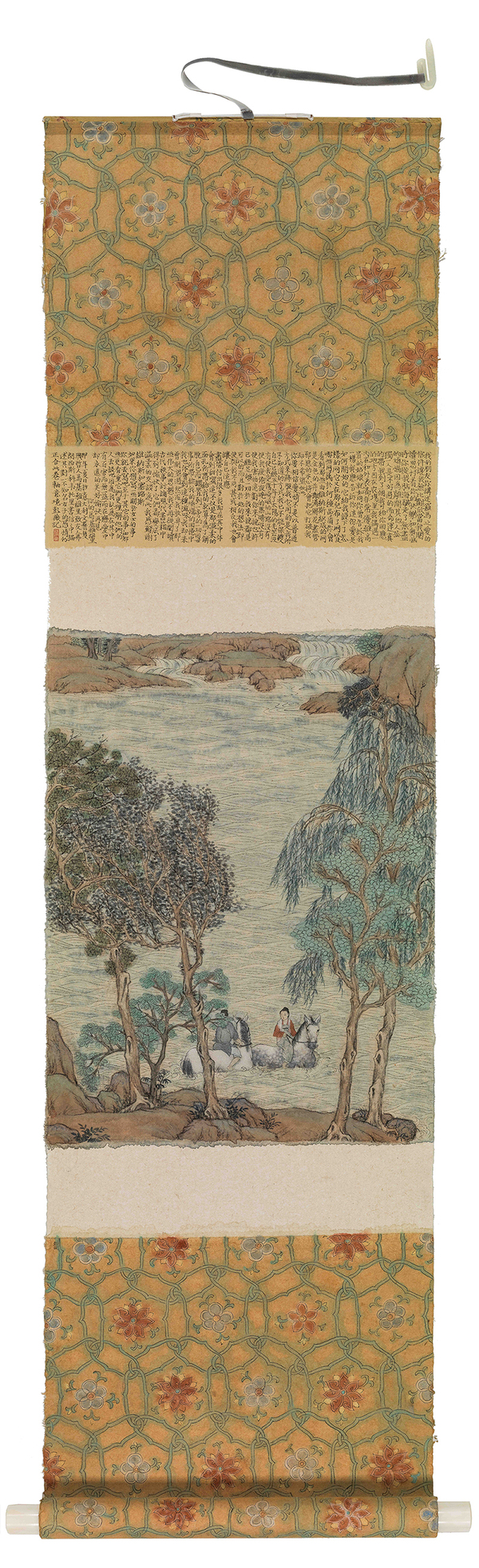 彭薇 《溪岸微風(fēng)》卷軸- 宣紙水墨  139×38cm  2014   Peng Wei，Letters From A Distance,，Ink and wash on paper,，139×38cm ，2014