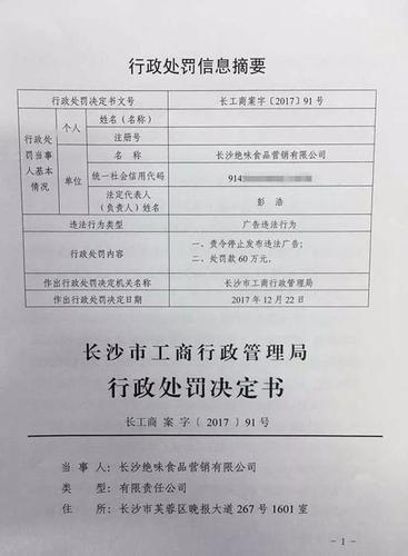 絕味鴨脖因低俗廣告被重罰 騰訊,、天貓也要被懲處