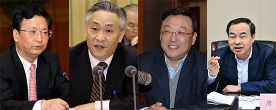 從左往右：景俊海,、張國(guó)清,、唐登杰、唐良智