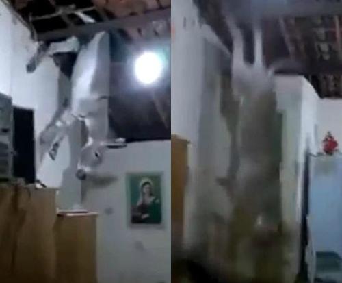驢從天降,！巴西居民屋頂?shù)粝乱绑H驚呆眾人