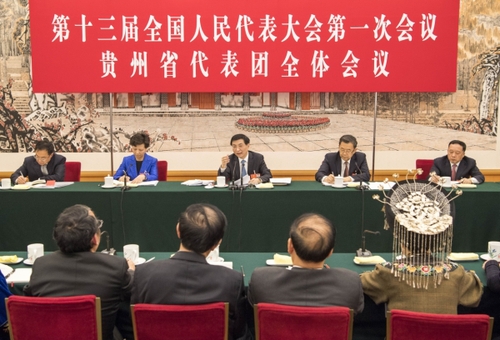 3月7日,，中共中央政治局常委,、中央書記處書記王滬寧參加十三屆全國人大一次會(huì)議貴州代表團(tuán)的審議。