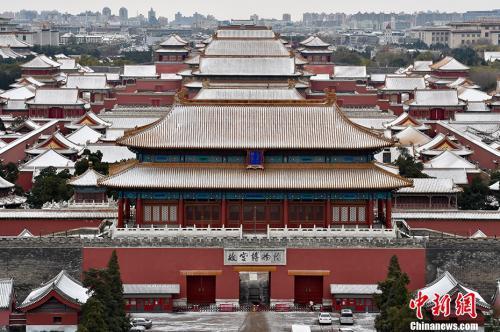 資料圖：雪后的紫禁城一片銀裝素裹,。中新網(wǎng)記者 金碩 攝