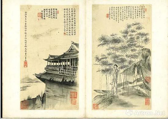 《竹林仕女》與《登雞鳴寺》