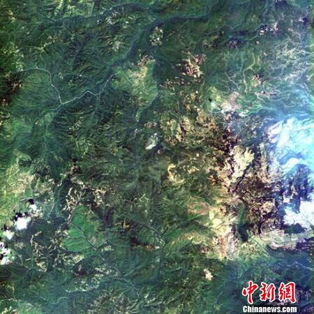 密云站接收的高分六號衛(wèi)星16米多光譜中分辨率寬幅相機首軌數(shù)據(jù)快視影像,。中科院遙感地球所 供圖