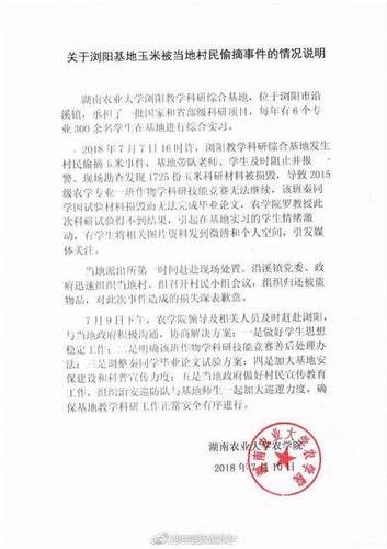 湖南農(nóng)大價(jià)值千萬科研玉米被偷 校方:調(diào)整論文方案