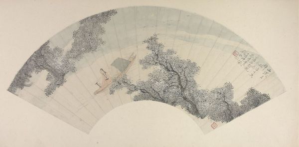 《西溪月棹圖》扇頁(yè),，清，錢(qián)杜繪,，紙本,，設(shè)色